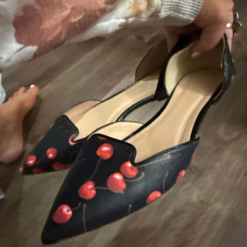 J.Crew Women's Sadie D'Orsay Flats in Cherry Print - Picture 4 of 6